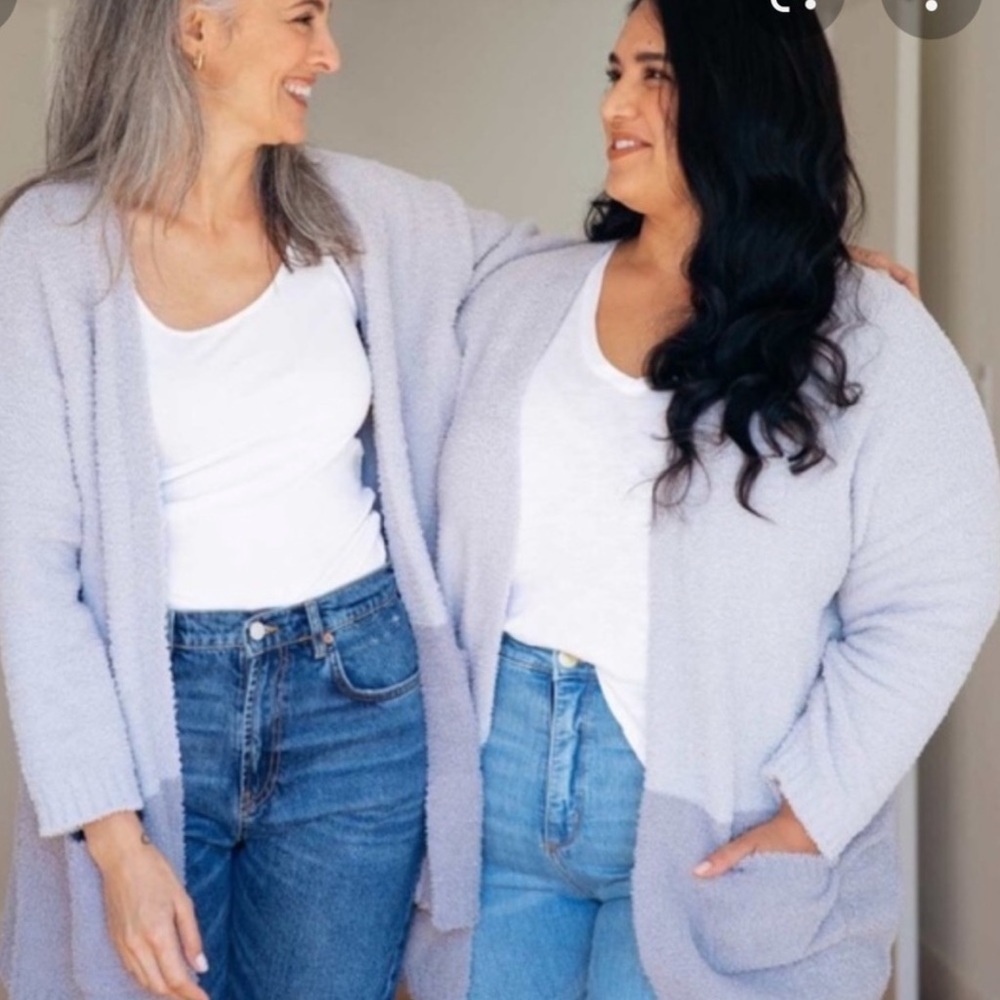 🕶️NWT⚡️Thread & Supply Grey Open Front Cozy Pocket Cardigan L/XL - Picture 3 of 9